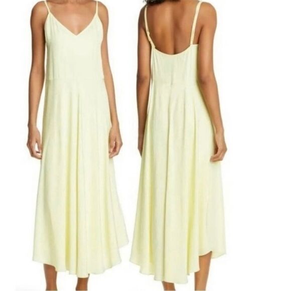 Vince Midi Dress Womens Size XS Solid Yellow Sleeveless Straps Double Dress - Picture 1 of 16